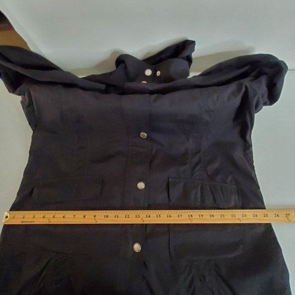 Tall Girl Hooded Anorak Size XL Zip and Snap Front Black Coat Casual Retro - Picture 11 of 15